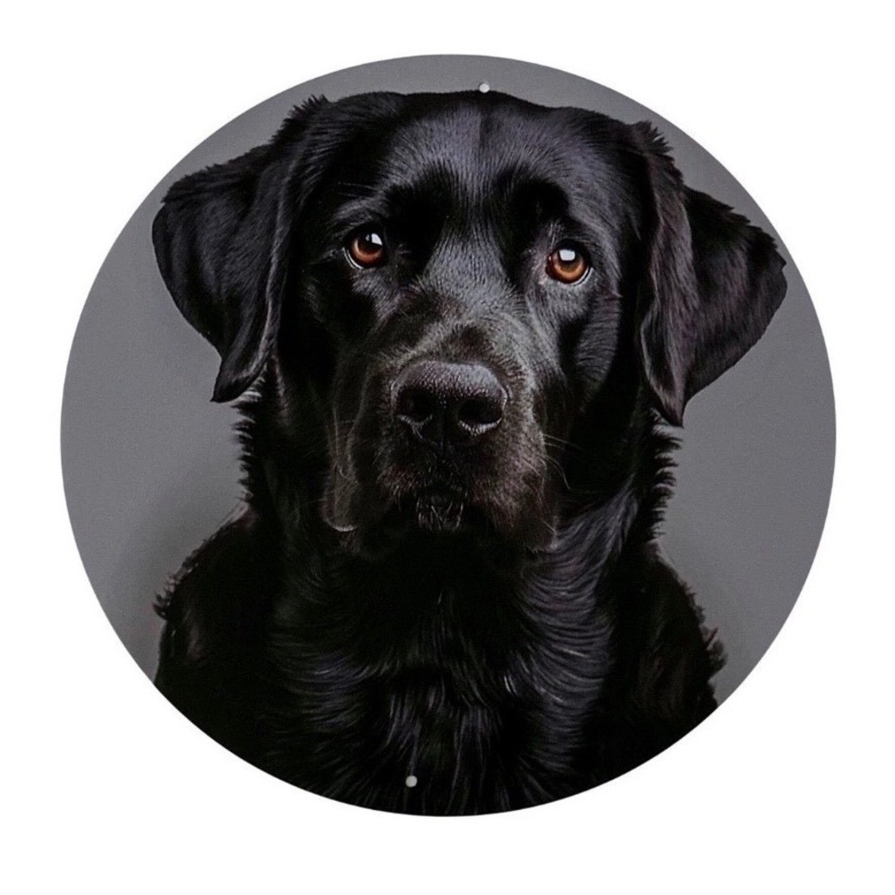 Black Labrador Retriever 8 Inch Round Aluminum Sign Waterproof Dog Wall Decor